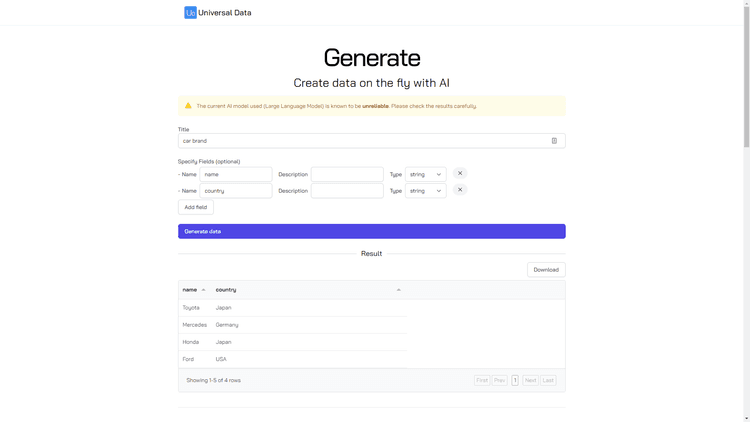 Universal Data Generator